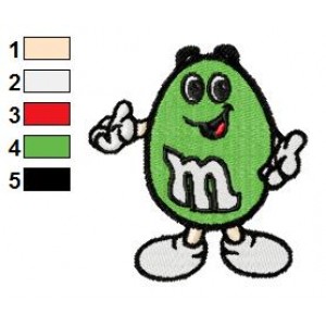 MnMs Ms Green Embroidery Design